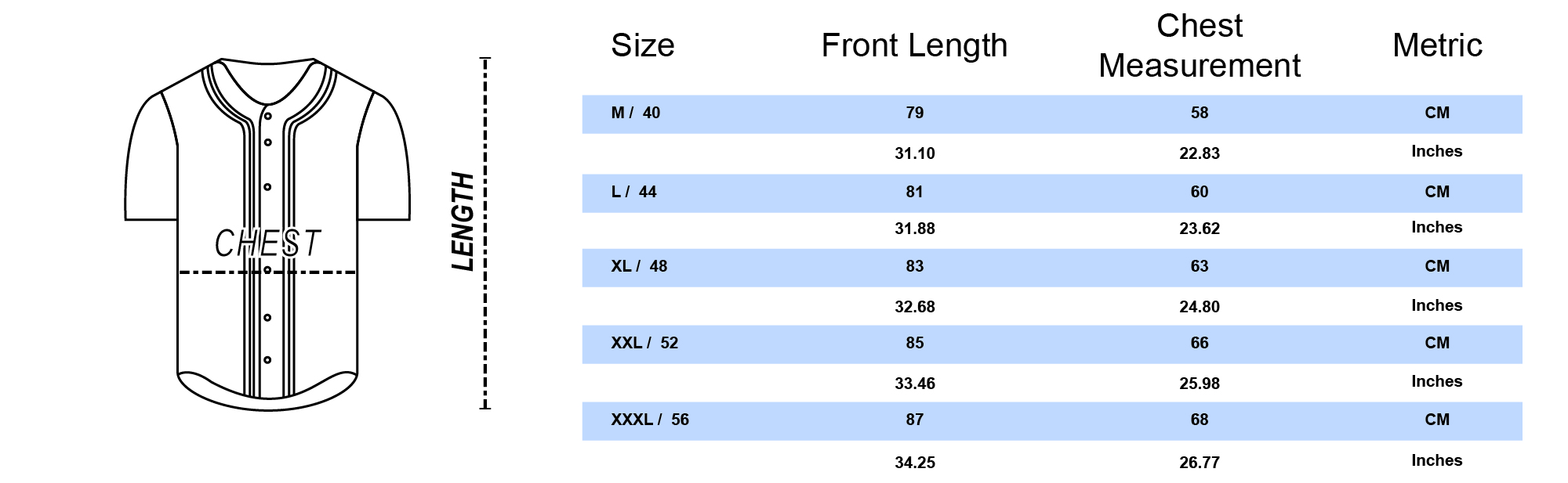 Size Chart MLB